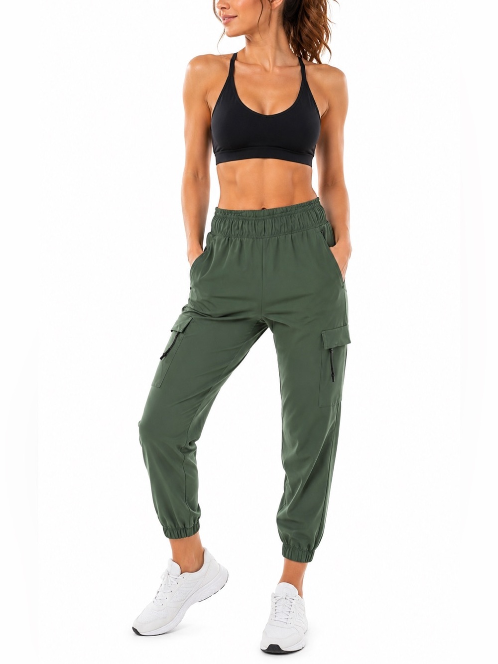 Mondetta Interlock Commuter Cargo Jogger Pants NWT Sage Green XS Stretch